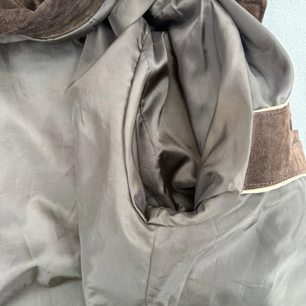 Vintage Banana Republic Mens Chocolate Brown Suede Leather Heavy Jacket Large